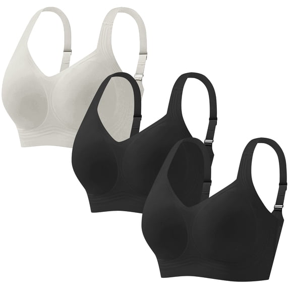 ZToonmas 3 Packs Women's Wireless Seamless Push-up Comfort Bra Soft Yoga Sports Bra for Daily and Workout Wear