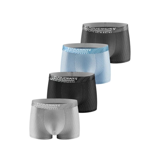 ZToonmas 4 Pack Men Ice Silk Mesh Boxer Briefs Ultra Thin Breathable Perforated Mesh Underwear Elastic Waistband Mens Trunks