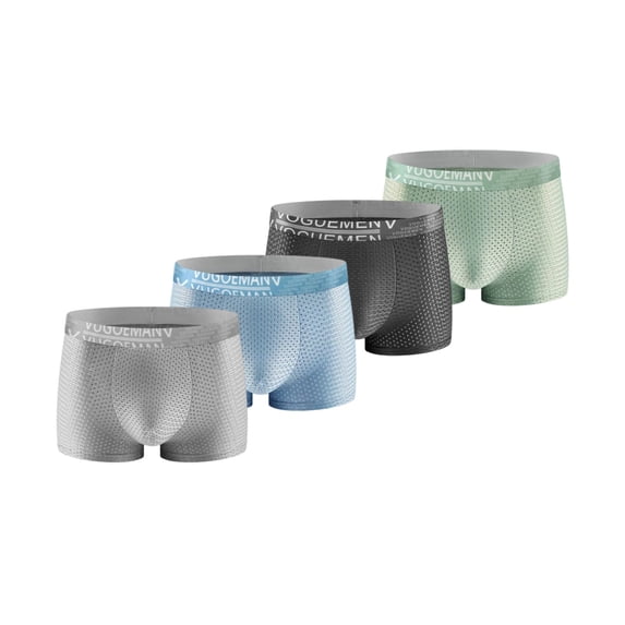 ZToonmas 4 Pack Men Ice Silk Mesh Boxer Briefs Ultra Thin Breathable Perforated Mesh Underwear Elastic Waistband Mens Trunks