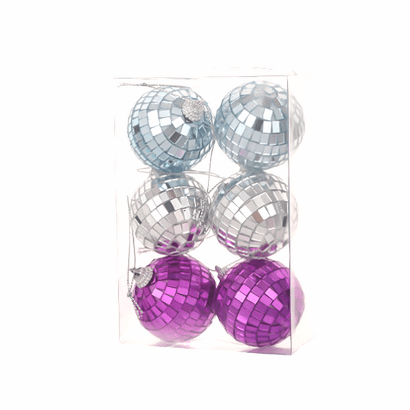 ZToonmas 6Pcs Christmas Ball Ornaments 2.4" Colorful Mirrored Disco Balls for Xmas Decorations and Party Favors, Glitter Christmas Ball