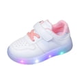 thumbnail image 1 of ZToonmas Ages 1-11 Girls LED Light up Sneakers Solid Hook and Loop Low Top Skate Shoes Lightweight Wear Resistant Jelly Sole Cute Casual Flashing Shoes, 1 of 7