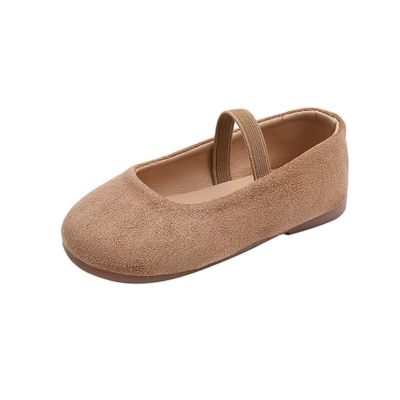ZToonmas Ages 15M-8Y Toddler Girls' Solid Suede Mary Jane Flats Elastic Strap Soft Non-Slip Sole Cute Kids Princess Casual Dress Shoes
