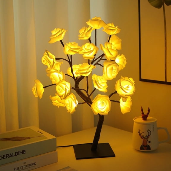 ZToonmas Artificial Flowers Led Rose Branch Light Usb Simulation Artificial Flower Night Light Friend Birthday Gift Table Light