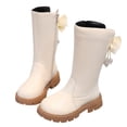 thumbnail image 1 of ZToonmas Big Girls Solid Knee High Riding Tall Boots with Side Zipper Princess Long Leather Booties Thick Anti-Slip Sole Kids Martin Boots, 1 of 9