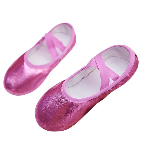 ZToonmas Big Kids Shiny Leather Ballet Dance Shoes Split Sole Cat Paw Practice Slippers Elastic Cross Strap Soft Sole Gymnastics Yoga Training Footwear