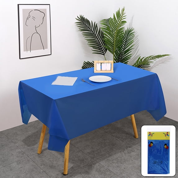 ZToonmas Blue Plastic Tablecloth 54" x 72" Disposable Tablecloths Rectangle Table Cover for Buffet Table Holiday Party Dinner
