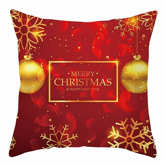 ZToonmas Christmas Decorative Pillow Cases - Festive Red & Gold Holiday Throw Pillow Covers Christmas Cotton Linen Throw Case Cushion Cover Home Sofa Decor