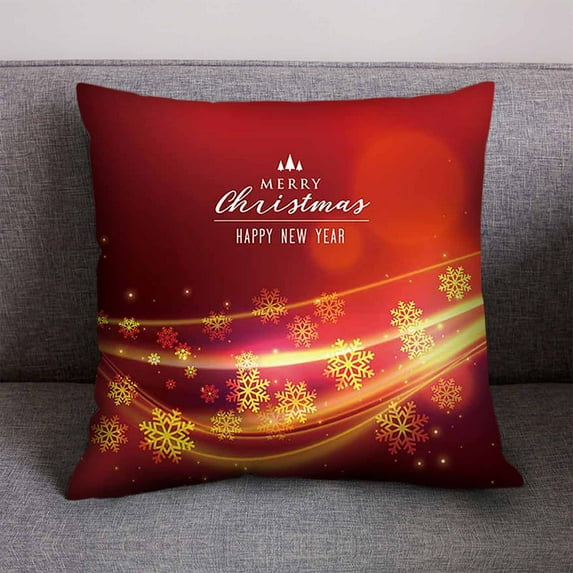 ZToonmas Christmas Decorative Pillow Cases - Festive Red & Gold Holiday Throw Pillow Covers Christmas Cotton Linen Throw Case Cushion Cover Home Sofa Decor