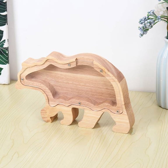 ZToonmas Coin Counter Bear Solid Wood High-Capacity Coin Storage Transparent and Various Types of Storage Jars