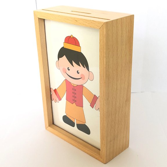 ZToonmas Coin Counter Wooden Creative Multifunctional Children'S Savings Can Wooden Desktop 6-Inch 7-Inch Iron Family Album Pvc Photo Frame
