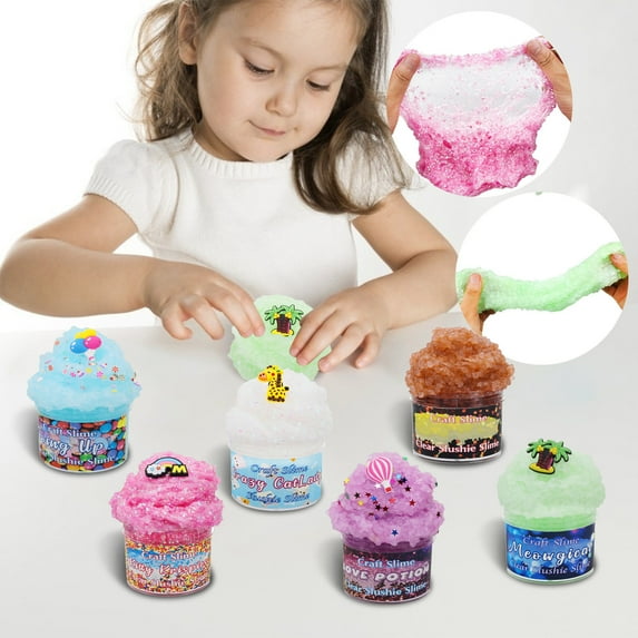 ZToonmas Color Mud Rice Grain Slime Foaming Glue Puzzle Decompression Crystal Mud Pink 1PC