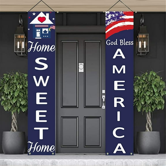 ZToonmas Decoration Patriotic Decoration Porch Sign Independence Day Party Stars and Stripes