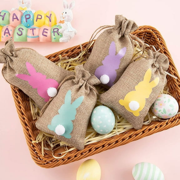 ZToonmas Easter Decorations 1 Set Of 24Pcs Lovely Easter Drawstring Pocket Candy Bag Gift Bag Party Decoration Children