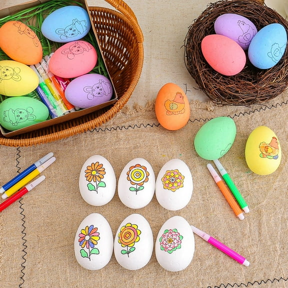 ZToonmas Easter Decorations Easter Diy Hand-Painted Eggss Set Unique Cartoons Bunny Simulation Eggss Children'S Coloring and Painting Gifts