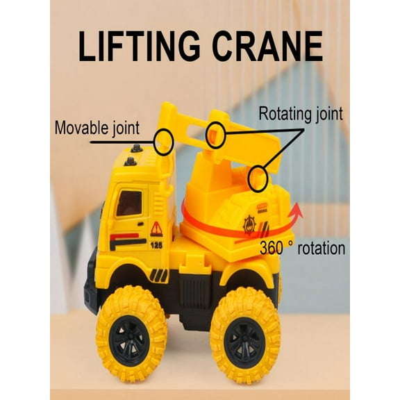 ZToonmas Engineering Assembled Car Toy Crane Toys For Kids Aged 3+ Yellow