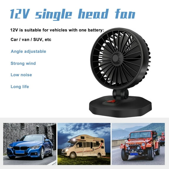 ZToonmas Fan Car Fan, 2 Speed 12V Circulator - 360 Degree Rotatable Auto Fan for Sedan Suv/Rv/Boat/Auto Vehicles