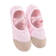 thumbnail image 1 of ZToonmas Girls Canvas Ballet Dance Slippers Split Sole Soft Leather Toe Ballet Flats with Cross Elastic Straps for Kids 3-16 Years Old Gymnastics Training Wear, 1 of 3