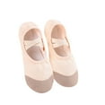 thumbnail image 1 of ZToonmas Girls Canvas Ballet Dance Slippers Split Sole Soft Leather Toe Ballet Flats with Cross Elastic Straps for Kids 3-16 Years Old Gymnastics Training Wear, 1 of 2
