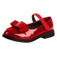 thumbnail image 1 of ZToonmas Girls Patent Leather Mary Jane Flats Solid Color British Style Square Toe Dress Shoes Velvet Bow Single Strap Low Block Heel Cute Princess Shoes, 1 of 6
