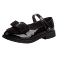 thumbnail image 1 of ZToonmas Girls Patent Leather Mary Jane Flats Solid Color British Style Square Toe Dress Shoes Velvet Bow Single Strap Low Block Heel Cute Princess Shoes, 1 of 6
