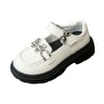 thumbnail image 1 of ZToonmas Girls Patent Leather Mary Jane Loafers Academy British Style Metal Chain Buckle Hook and Loop Shoes Thick Non-Slip Sole Kids Uniform Leather Shoes, 1 of 5