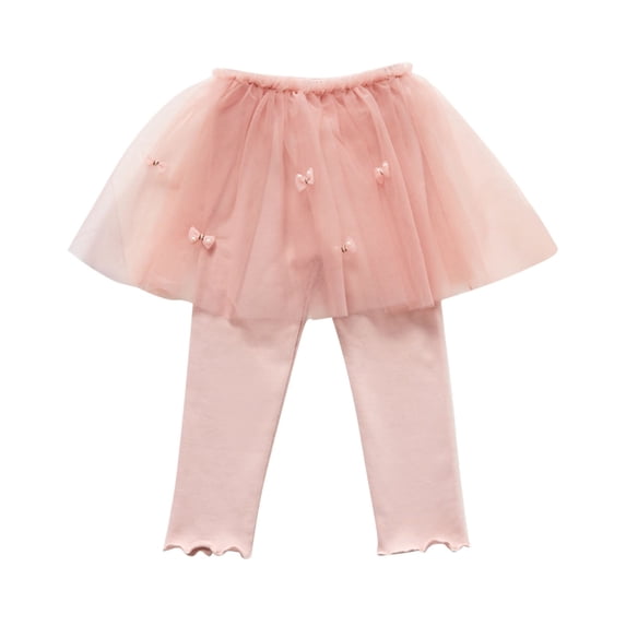 ZToonmas Girls' Tutu Skirt Leggings Combo Bow Decor Elastic Waist Skirted Pants for Toddler to Kids 1-10 Years
