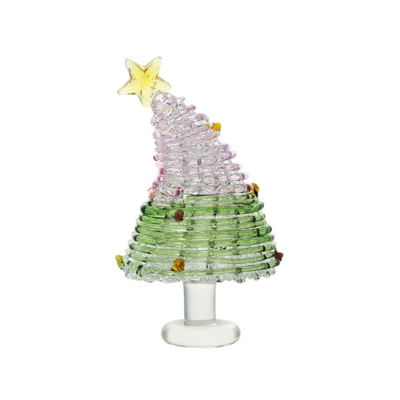 ZToonmas Glass Christmas Tree Figurine, Twisted Christmas Crystal Tree Miniature Figurines, for Crystal Craft Home Decor Kids Gift, 2.4"