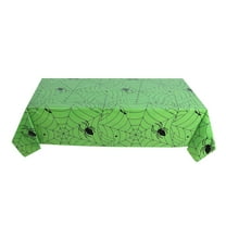 ZToonmas Halloween Tablecloth Green Spider Web Disposable Rectangle Table Cover Plastic Table Cloth for Home Decor Halloween Party Decorations 54" x 108"