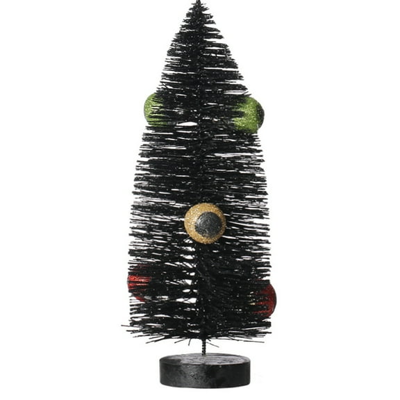 ZToonmas Halloween Tabletop Decorations,7.8" x 3.1" Halloween Trees - Miniature Black Christmas Trees with Glittery Eyeball Ornaments for Party Decor