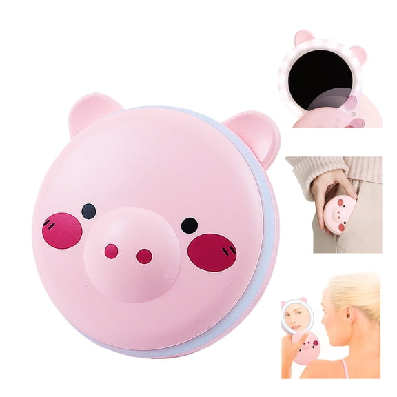 ZToonmas Hand Warmers 3-in-1 Mini Cosmetic Mirror Hand Warmer, Pig Design With LED Light, USB
