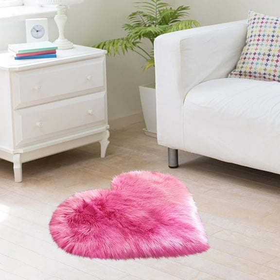 ZToonmas Heart-Shaped Faux Fur Sheepskin Rug - Soft Fluffy Rugs for Bedroom Wool Imitation Sheepskin Rugs Faux Non Slip Bedroom Carpet Mats