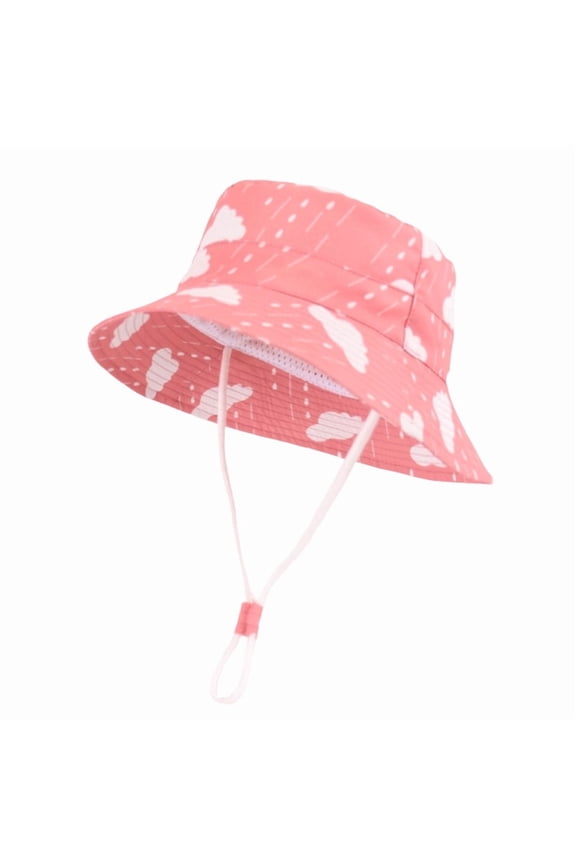 Kids' Cloud Print Bucket Hat Adjustable Chin Strap Sun Hat Cute Patterned UV Protection Cap for Toddlers