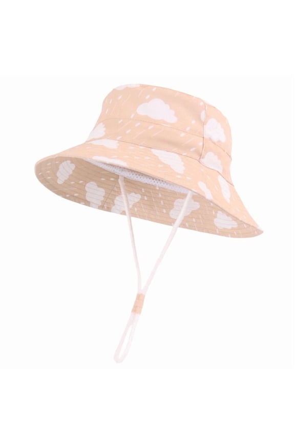 Kids' Cloud Print Bucket Hat Adjustable Chin Strap Sun Hat Cute Patterned UV Protection Cap for Toddlers