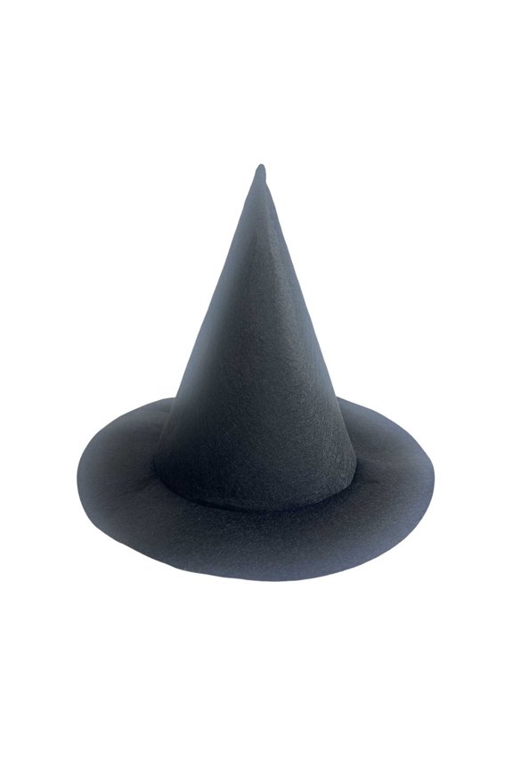 Kids Plain Non Woven Witch Hat Solid Pointed Wide Brim Wizard Hat Halloween Role Play Hat for Children