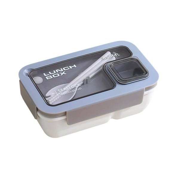 ZToonmas Lunch Box With Spoon, Bento Box With Sauce And Tableware Compartments Portable Plastic Partition Integrated Lunch Box, Multi-Functional Light Food Bento Box