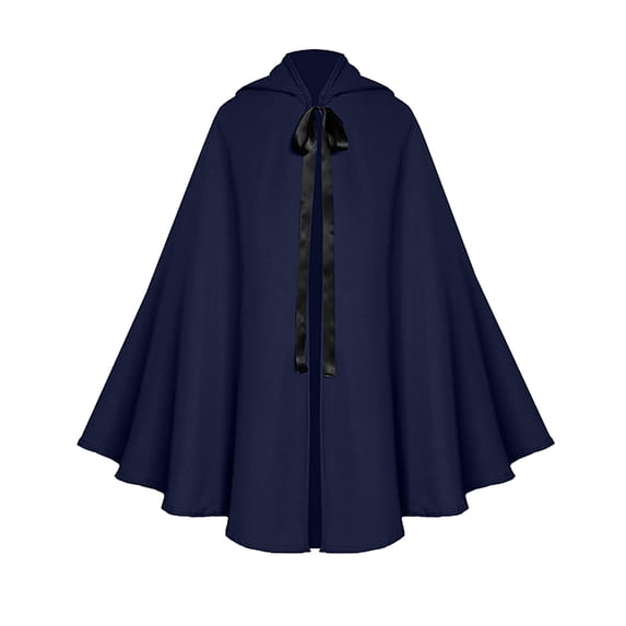 ZToonmas Men Medieval Hooded Cape Mid Length Cloak with Satin Ribbon Tie Halloween Wizard Vampire Role Play Cloths