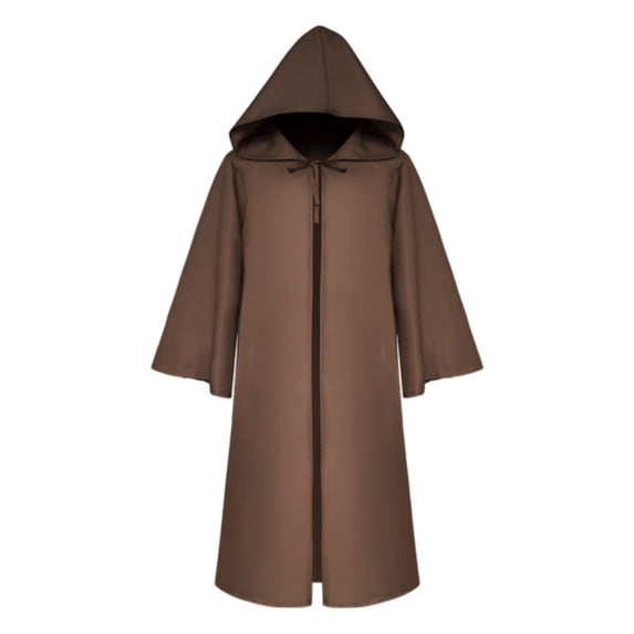 ZToonmas Men Medieval Hooded Robe Wide Sleeves Long Cloak Halloween Wizard Jedi Role Play Traditional Cloths Cape