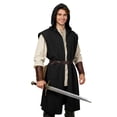 thumbnail image 1 of ZToonmas Men Medieval Sleeveless Hooded Tunic Long Open Front Vest Renaissance Halloween Role Play Cloths, 1 of 8