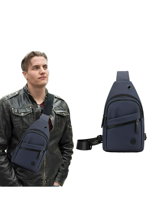 Men'S High-End Bag Chest Bag with Headphone Port Removable Buckle Side Bag Travel Outdoor. School Supplies