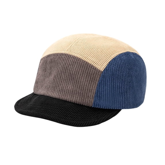ZToonmas Men and Women Color Block Corduroy 5-Panel Cap Adjustable Retro Patchwork Baseball Hat Casual Streetwear Dad Cap