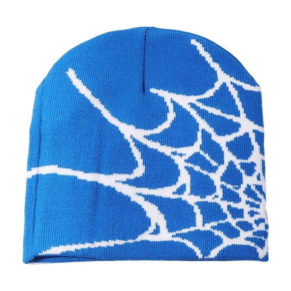 ZToonmas Men and Women Spider Web Pattern Knit Beanie Y2K Style Jacquard Winter Hat Streetwear Trendy Skull Cap