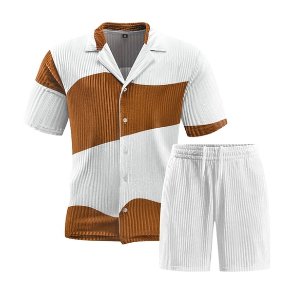 ZToonmas Men's 2 Piece Sportswear Set Crew Neck Printed T-Shirt and Elastic Waist Shorts Breathable Sports Outfit