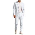 thumbnail image 1 of ZToonmas Men's 2 Piece Suit Set Solid Color Button Front Blazer with Notch Lapel and Pants with Pockets Casual formal Outfit, 1 of 7