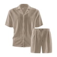 thumbnail image 1 of ZToonmas Men's 2 Piece Summer Co-Ord Set Camp Collar Shirt with Drawstring Shorts Button-down Outfit for Casual and Vacation, 1 of 6