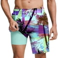 thumbnail image 1 of ZToonmas Men's Beach Shorts Casual Hawaiian Printed Drawstring Shorts Swim Trunks with Compression Liner, 1 of 7