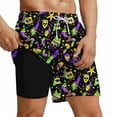thumbnail image 1 of ZToonmas Men's Beach Shorts Casual Hawaiian Printed Drawstring Shorts Swim Trunks with Compression Liner, 1 of 5