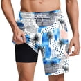 thumbnail image 1 of ZToonmas Men's Beach Shorts Casual Hawaiian Printed Drawstring Shorts Swim Trunks with Compression Liner, 1 of 6