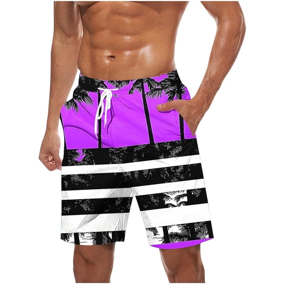ZToonmas Men's Beach Shorts Hawaiian Style Casual Printed Drawstring ...