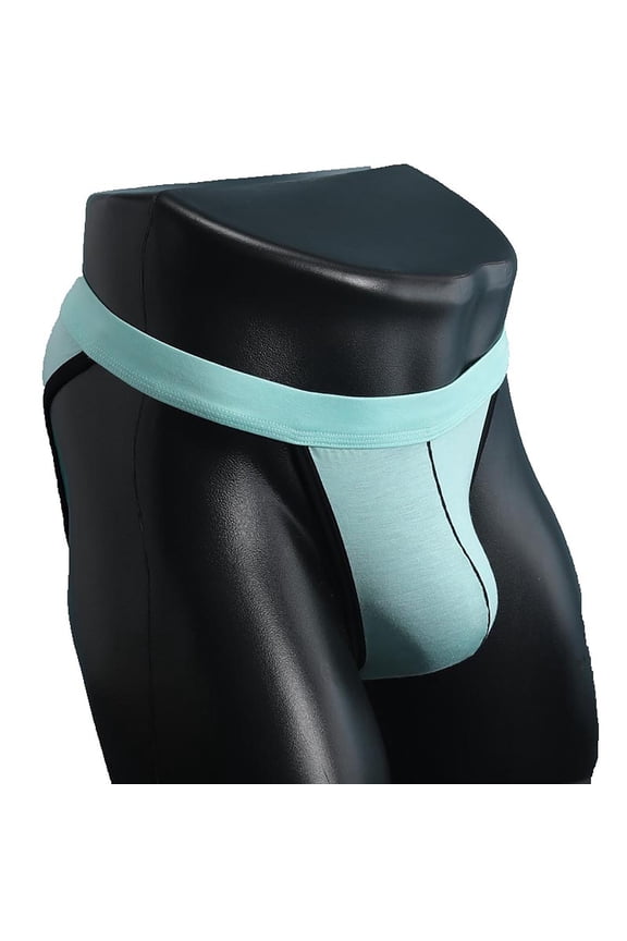 Men's Faux Leather Contoured Pouch Thongs Low Rise High Cut Intimate Underwear for Daily Wear