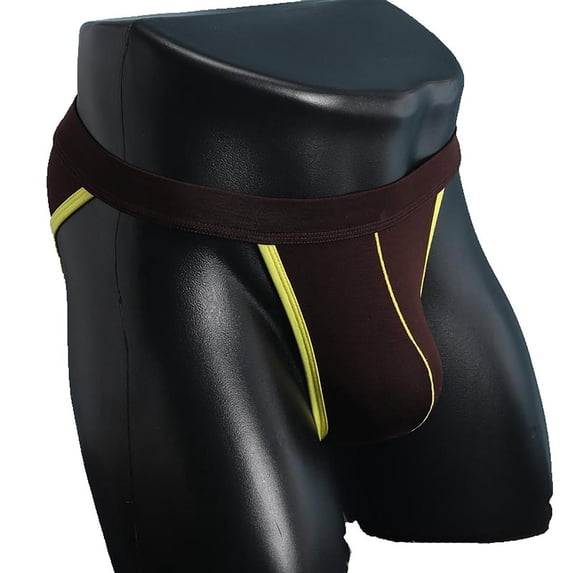 ZToonmas Men's Faux Leather Contoured Pouch Thongs Low Rise High Cut Intimate Underwear for Daily Wear
